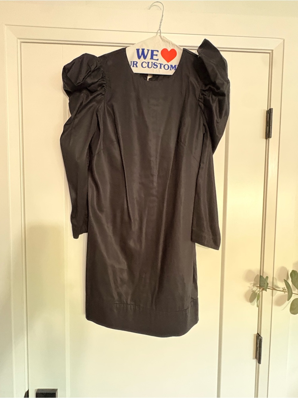 French Connection Black Puff-Sleeve Mini Dress